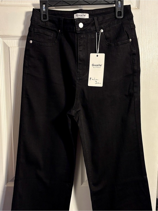 Guaile Denim - Guaile Denim Collection Black Wide-Leg Stretch Jeans Size 14